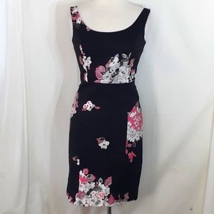 Milly bodycon floral print cocktail dress size 6 pink cream black gray